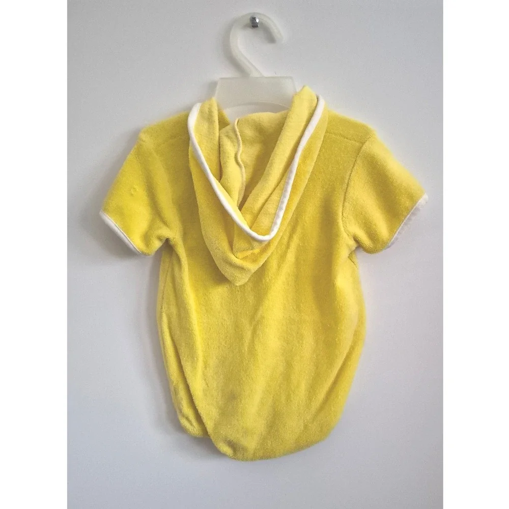 Carter's Hooded Romper Kids 12M Yellow Good Vintage Terry Cloth Octopus Patch